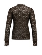 Yaya Yaya Kanten top met hoge halslijn Del.Brown