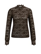 Yaya Yaya Kanten top met hoge halslijn Del.Brown