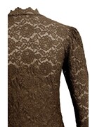 Yaya Yaya Kanten top met hoge halslijn Del.Brown