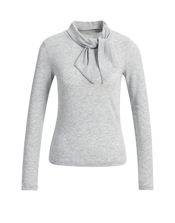 Yaya Yaya Top met lange mouwen sjaalkraag Gray Mel