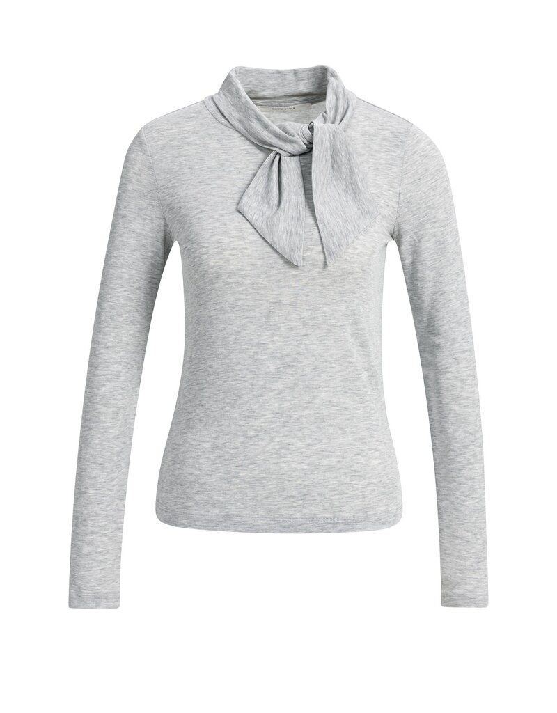 Yaya Yaya Top met lange mouwen sjaalkraag Gray Mel