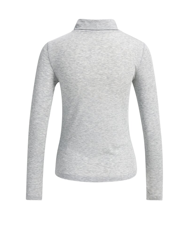 Yaya Yaya Top met lange mouwen sjaalkraag Gray Mel