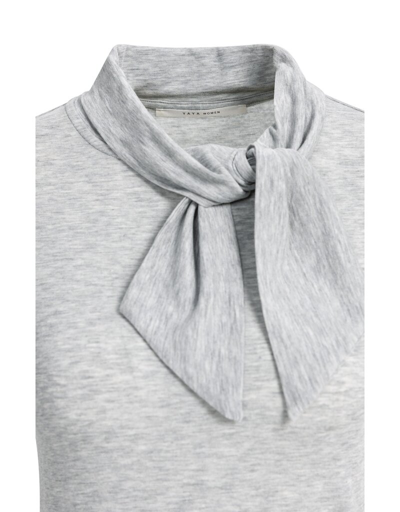 Yaya Yaya Top met lange mouwen sjaalkraag Gray Mel