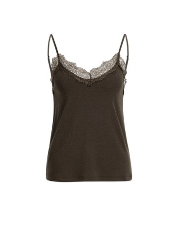 Yaya Yaya Jersey singlet met kanten rand Del.Brown