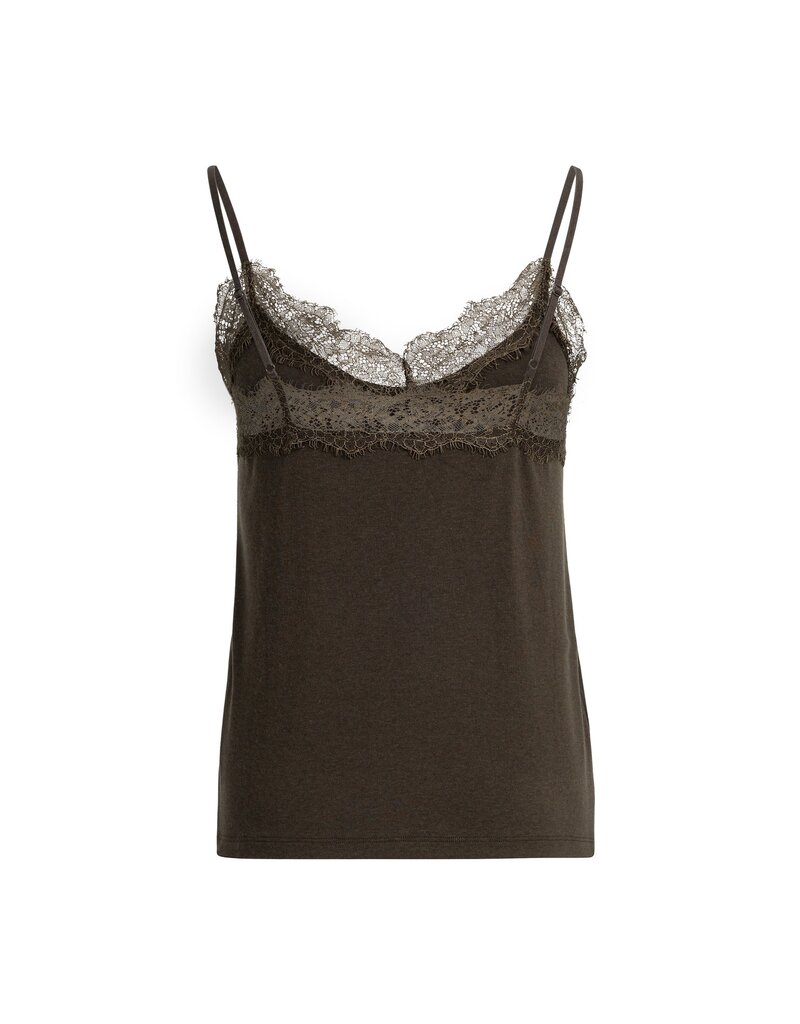 Yaya Yaya Jersey singlet met kanten rand Del.Brown