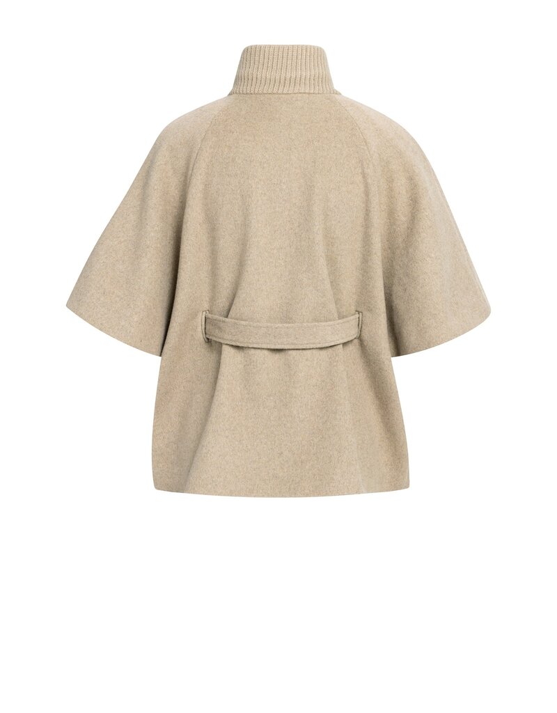 Yaya Yaya Zachte wollen poncho-jas ribboord Pure Cashm. Grey