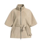 Yaya Yaya Zachte wollen poncho-jas ribboord Pure Cashm. Grey