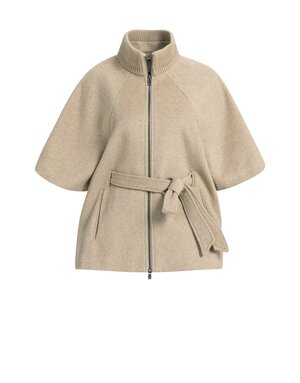Yaya Yaya Zachte wollen poncho-jas ribboord Pure Cashm. Grey