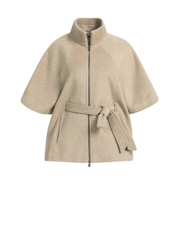 Yaya Yaya Zachte wollen poncho-jas ribboord Pure Cashm. Grey
