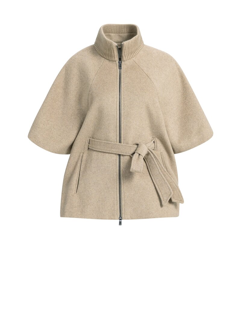 Yaya Yaya Zachte wollen poncho-jas ribboord Pure Cashm. Grey