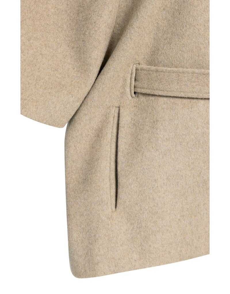 Yaya Yaya Zachte wollen poncho-jas ribboord Pure Cashm. Grey