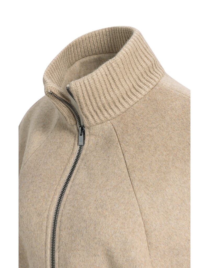 Yaya Yaya Zachte wollen poncho-jas ribboord Pure Cashm. Grey