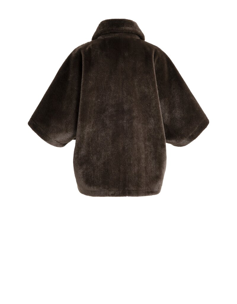 Yaya Yaya Oversized omkeerbare mouwloze  jas van imitatiebont Del.Brown