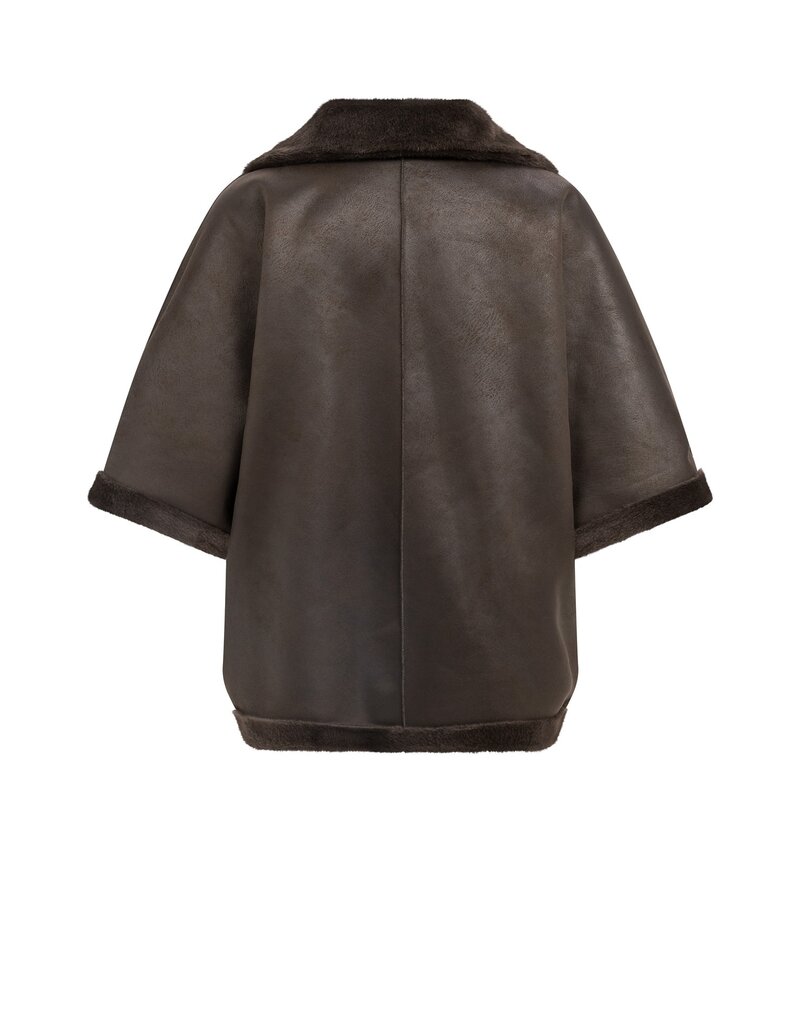Yaya Yaya Oversized omkeerbare mouwloze  jas van imitatiebont Del.Brown
