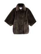 Yaya Yaya Oversized omkeerbare mouwloze  jas van imitatiebont Del.Brown