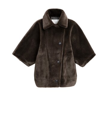 Yaya Yaya Oversized omkeerbare mouwloze  jas van imitatiebont Del.Brown