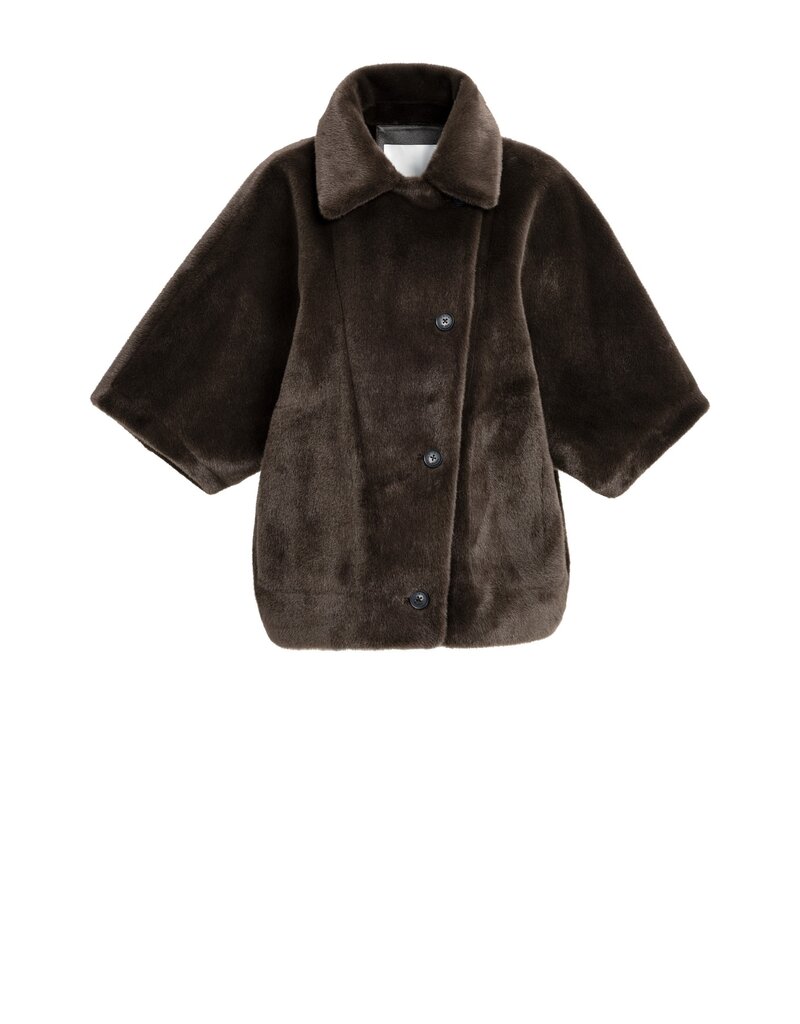 Yaya Yaya Oversized omkeerbare mouwloze  jas van imitatiebont Del.Brown