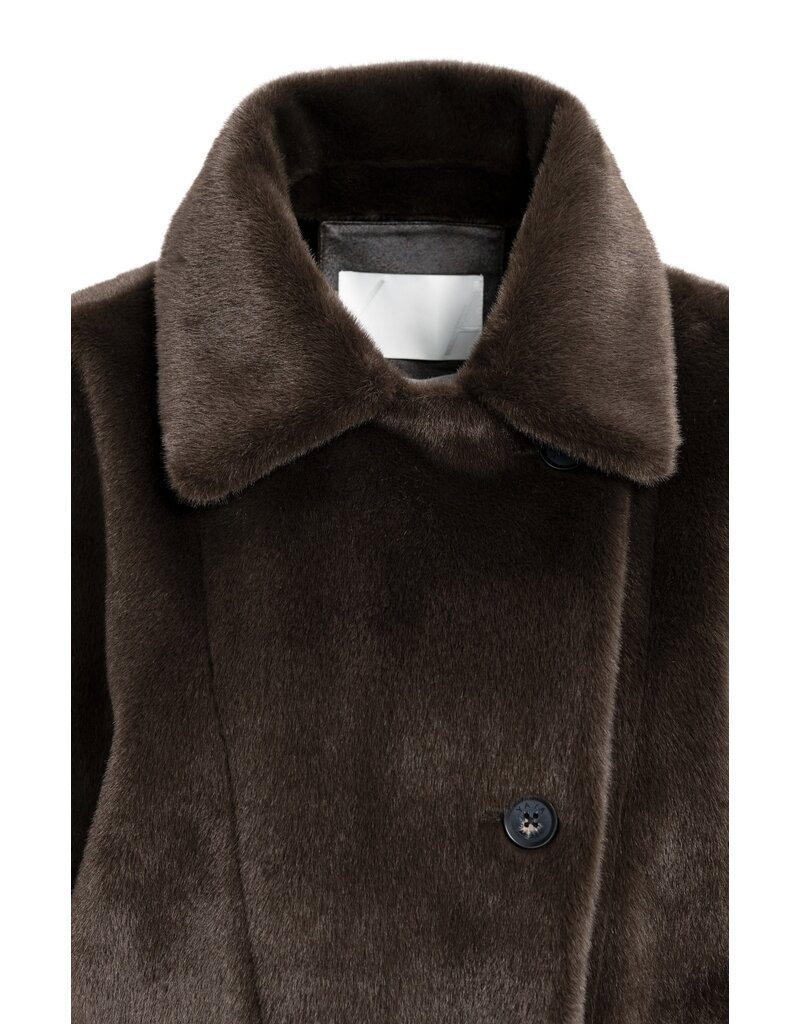Yaya Yaya Oversized omkeerbare mouwloze  jas van imitatiebont Del.Brown