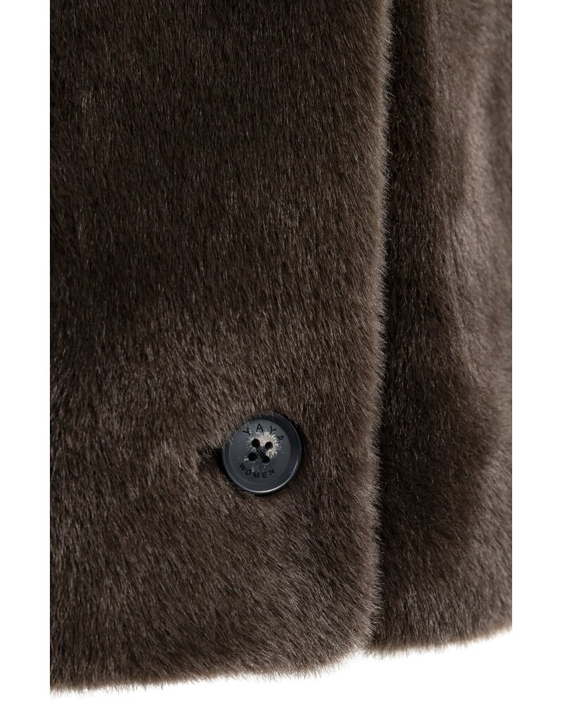 Yaya Yaya Oversized omkeerbare mouwloze  jas van imitatiebont Del.Brown