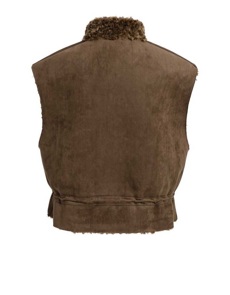 Yaya Yaya Oversized bodywarmer imitatiebont Cocoa Brown
