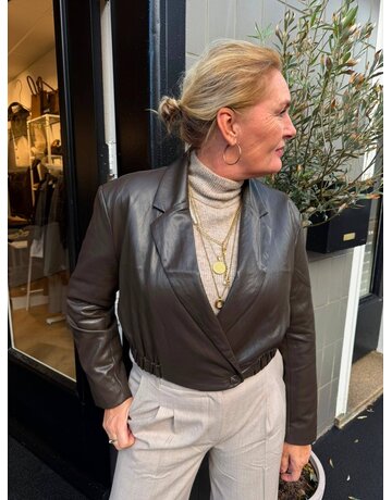 Co' Couture Co'Couture GittCC Crop Blazer Dark Brown