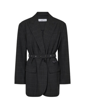 Haute L' Amitié HL  Smokey Check Oversize Belt Blazer Antra