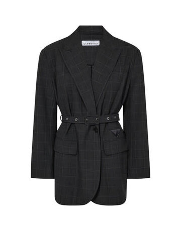 Haute L' Amitié HL  Smokey Check Oversize Belt Blazer Antra