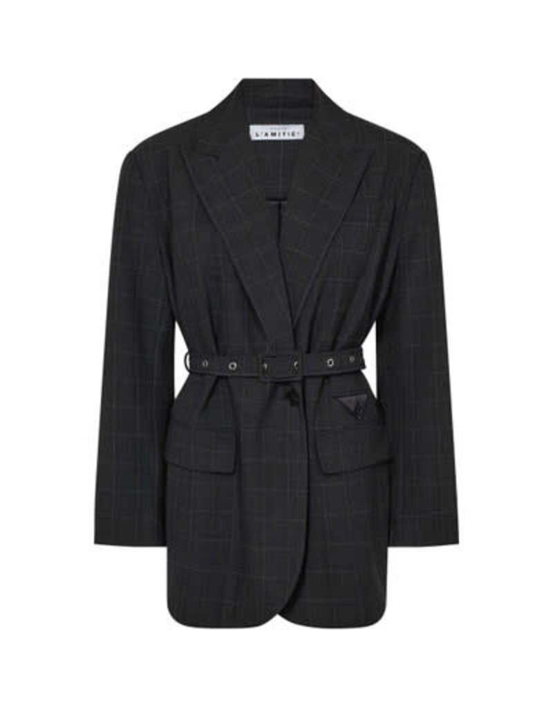 Haute L' Amitié HL  Smokey Check Oversize Belt Blazer Antra