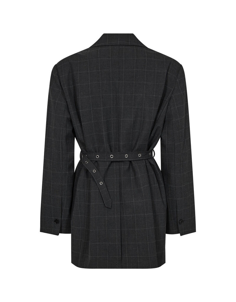 Haute L' Amitié HL  Smokey Check Oversize Belt Blazer Antra