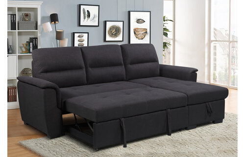 3-zits slaapbank Monaco met chaise lounge en opbergruimte (490L)