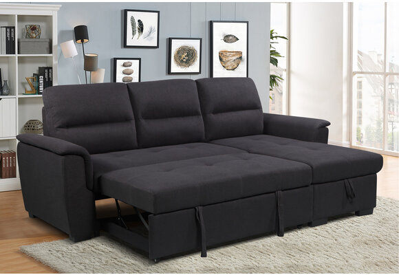 3-zits slaapbank Monaco met chaise lounge en opbergruimte (490L)