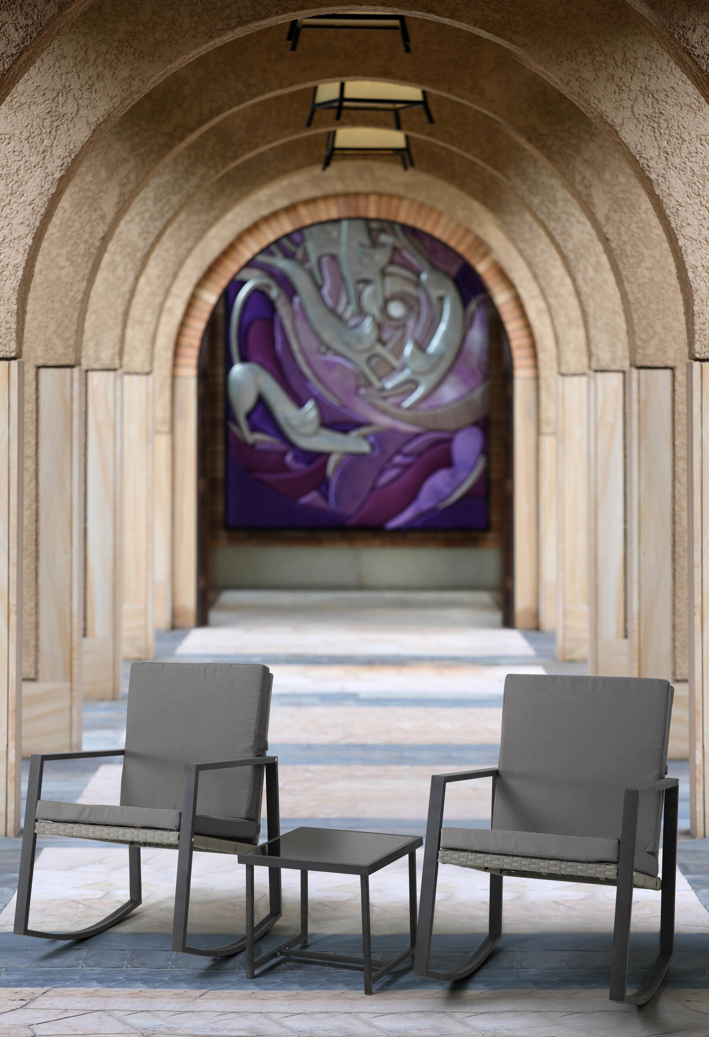 Schommelstoelen Mello incl. bijpassend tafeltje (balkon/(voor)tuin/indoor)