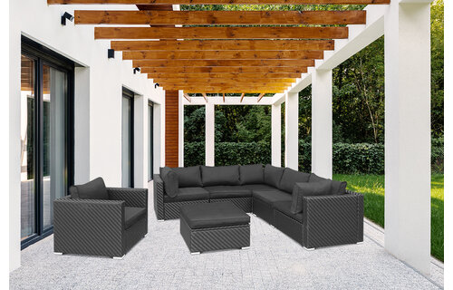 Luxe 6-persoons Wicker Loungeset Giulio incl. Poef