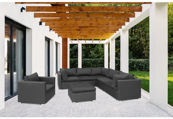 Luxe 6-persoons Wicker Loungeset Giulio incl. Poef