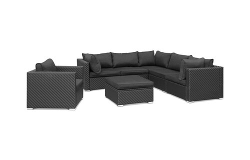 Luxe 6-persoons Wicker Loungeset Giulio incl. Poef