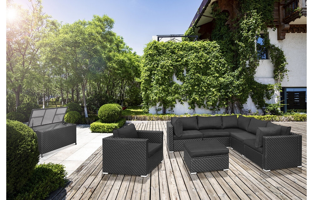 Luxe 6-persoons Wicker Loungeset Giulio incl. Poef