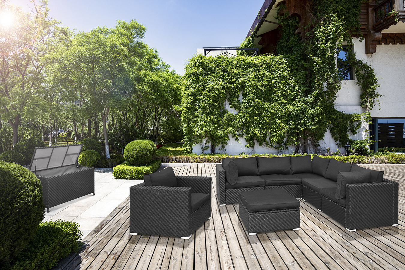 Luxe 6-persoons Wicker Loungeset Giulio incl. Poef