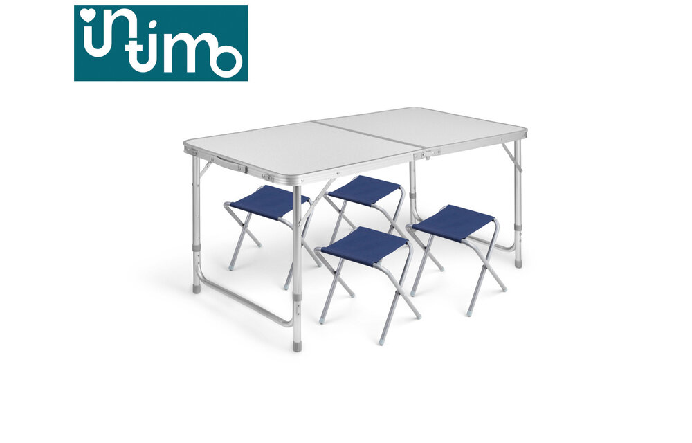 Tuin-/Campingset (Tafel + Stoel) 5 Delig Grijs