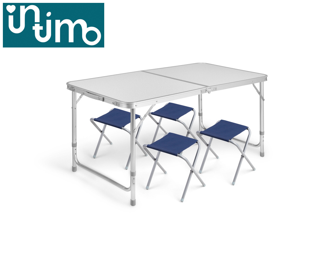 Tuin-/Campingset (Tafel + Stoel) 5 Delig Grijs