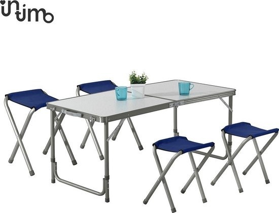 Tuin-/Campingset (Tafel + Stoel) 5 Delig Grijs