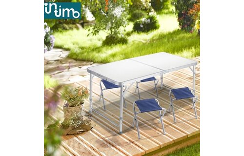 Tuin-/Campingset (Tafel + Stoel) 5 Delig Grijs