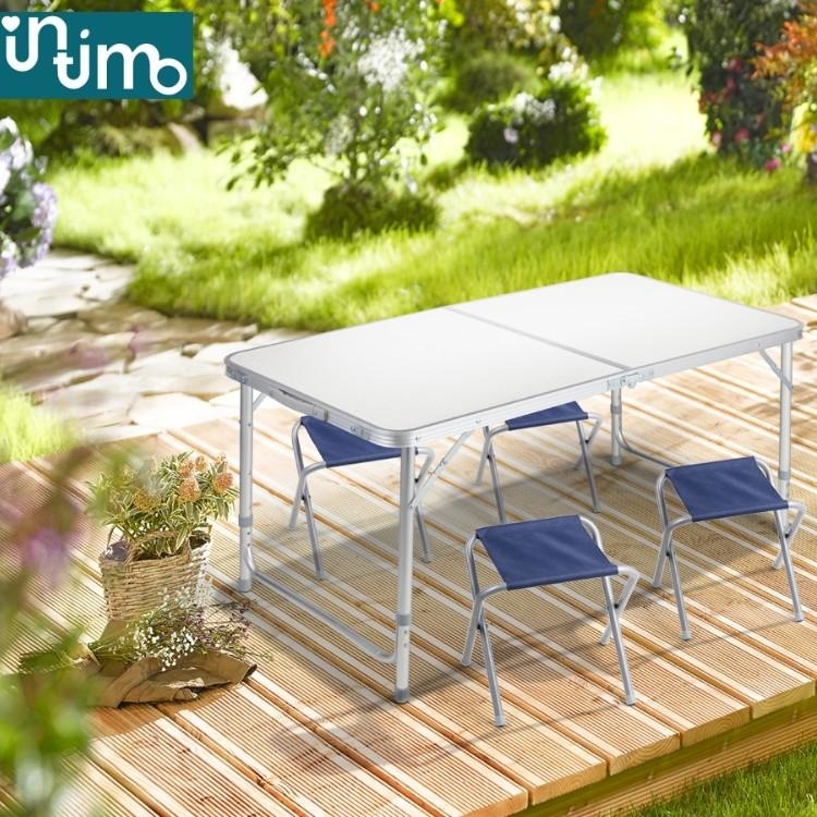Tuin-/Campingset (Tafel + Stoel) 5 Delig Grijs