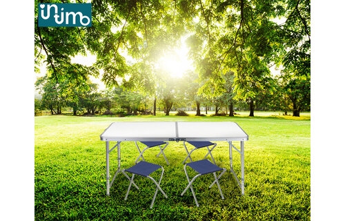 Tuin-/Campingset (Tafel + Stoel) 5 Delig Grijs