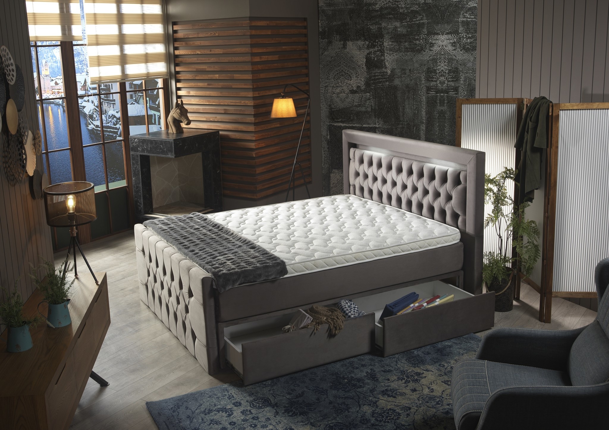 Boxspring Moon met schuiflades en LED-verlichting