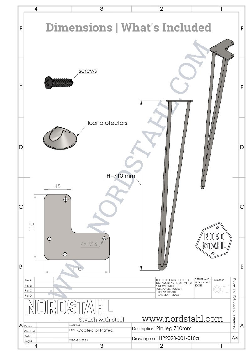 Set hairpin tafelpoten | Wit-8