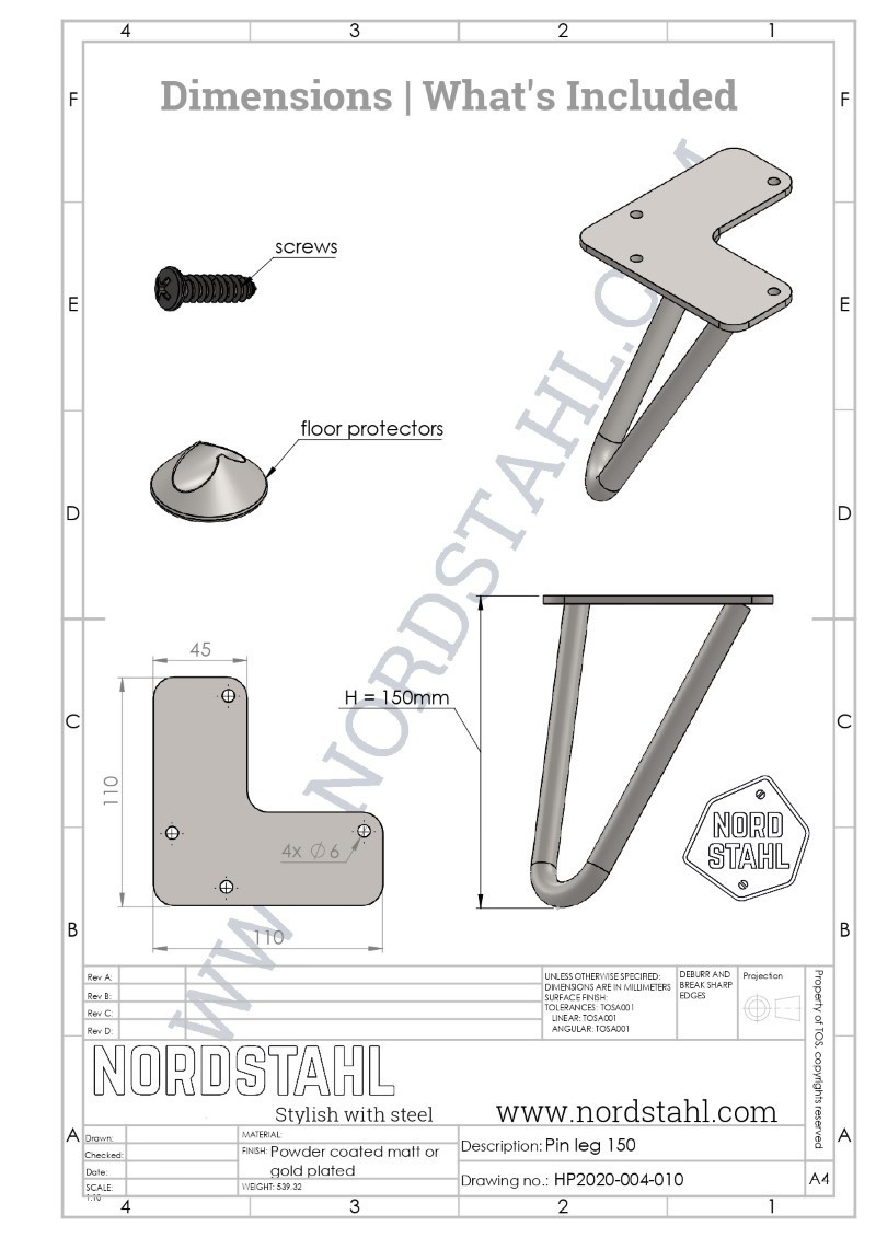 Set hairpin meubelpoten | Wit-5
