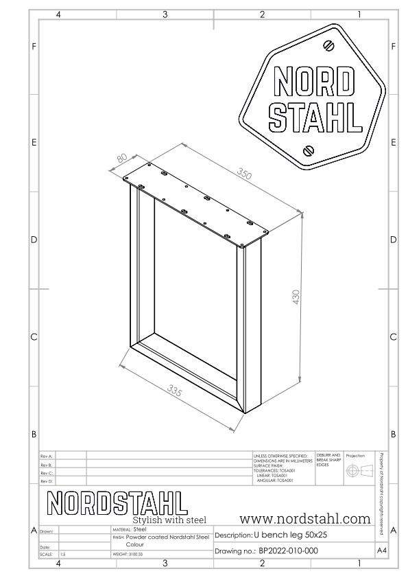 Nordstahl U bench leg-5