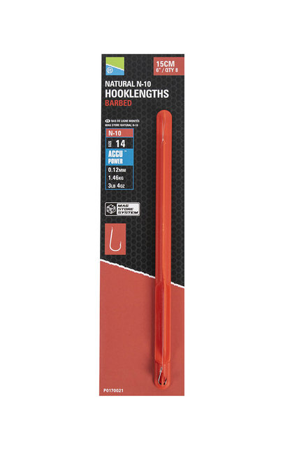 PRESTON - Natural N-10 Hooklengths Barbed
