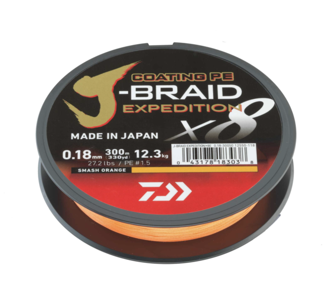 DAIWA - J-Braid Expedition X8 Smash Orange 150m DAIWA - J-Braid Expedition X8 Smash Orange 150m
