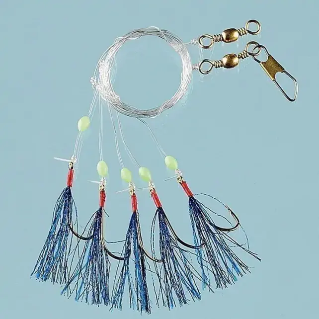 Fladen 5 Hook Blue Spark Feathers Hook Size 1/0